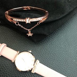 Pink watch and bracelet